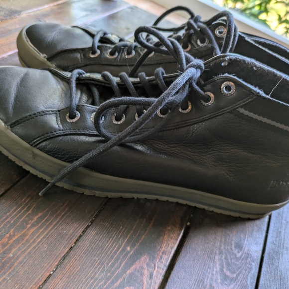 Hugo Boss Mens Black Leather High Tops Size 41 - Picture 8 of 15